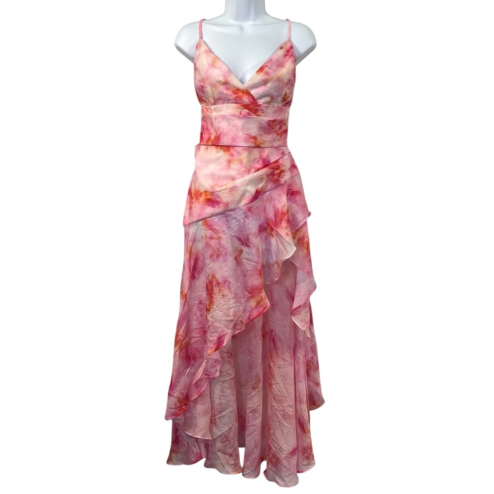 NWT Bardot Floral Ruffles Pink Tie-Dye Women's Dress